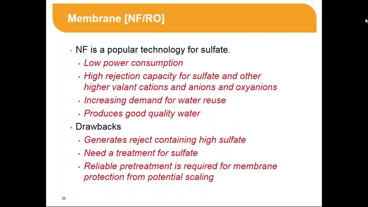 Sulfate Removal From Mine Water
