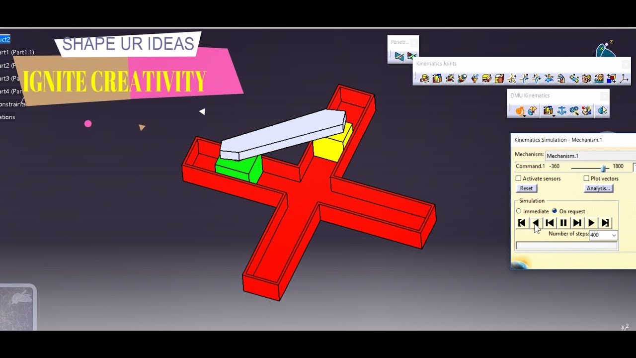 Double slider crank mechanism animation