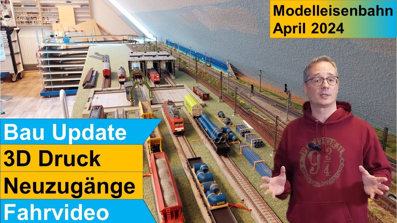 Bau einer großen Märklin Modelleisenbahn H0 April 2024 - Baufortschritte, Neuzugänge, Fahrvideo