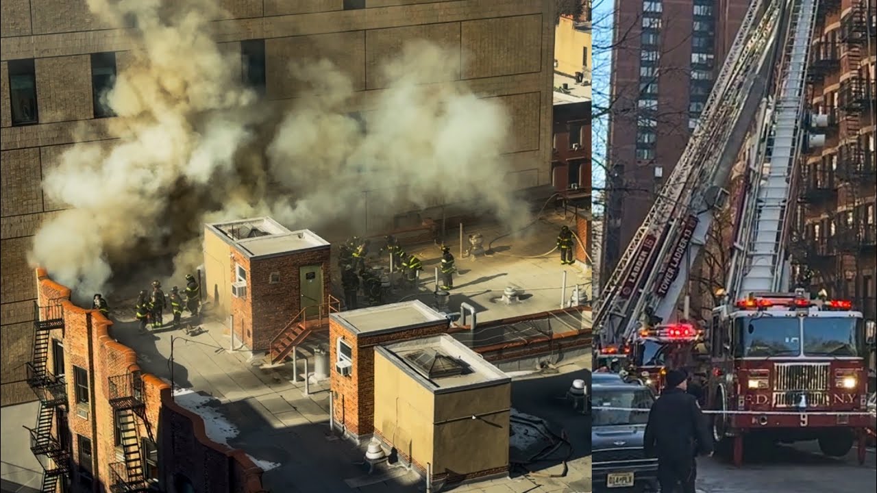 **3rd ALARM! HEAVY FIRE** FDNY Battles FIRE on 5 Floors & FLAMES Thru ROOF [Manhattan 3-3 Box 1203]