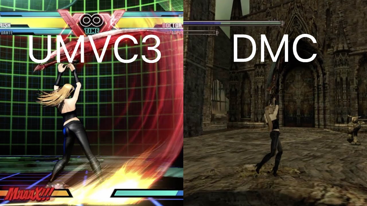 ULTIMATE MARVEL VS CAPCOM 3 vs Devil May Cry Trish Skills Comparison / UMVC3とDMCのトリッシュの技モーション比較