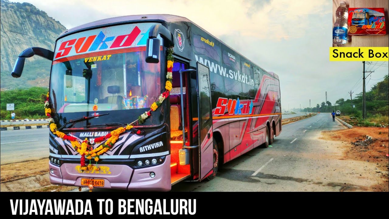VIJAYAWADA to BENGALURU by SVKDT SCANIA SLEEPER BUS | Inaugural Trip | Cabin Ride