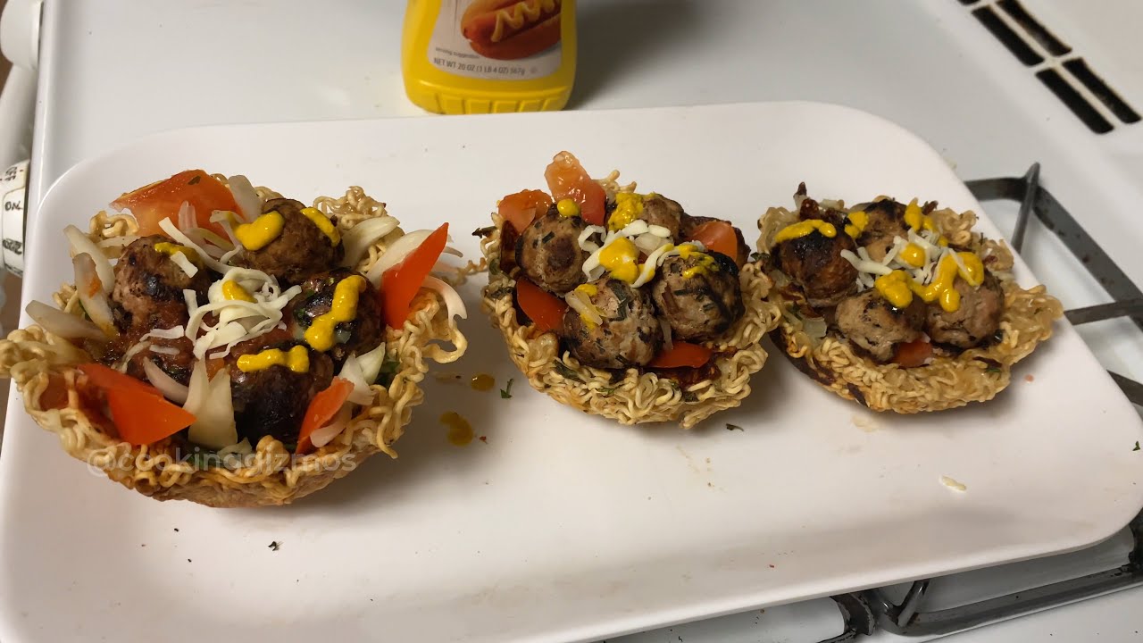 Ramen Waffle Bowl with Turkey Meatballs -- Cooking Gizmos