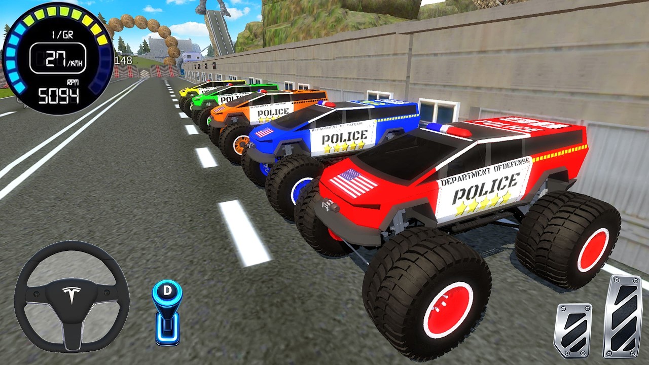 Juegos De Carros - Police Monster Trucks Impossible Driver #2 - Car Extreme Racing Android Gameplay