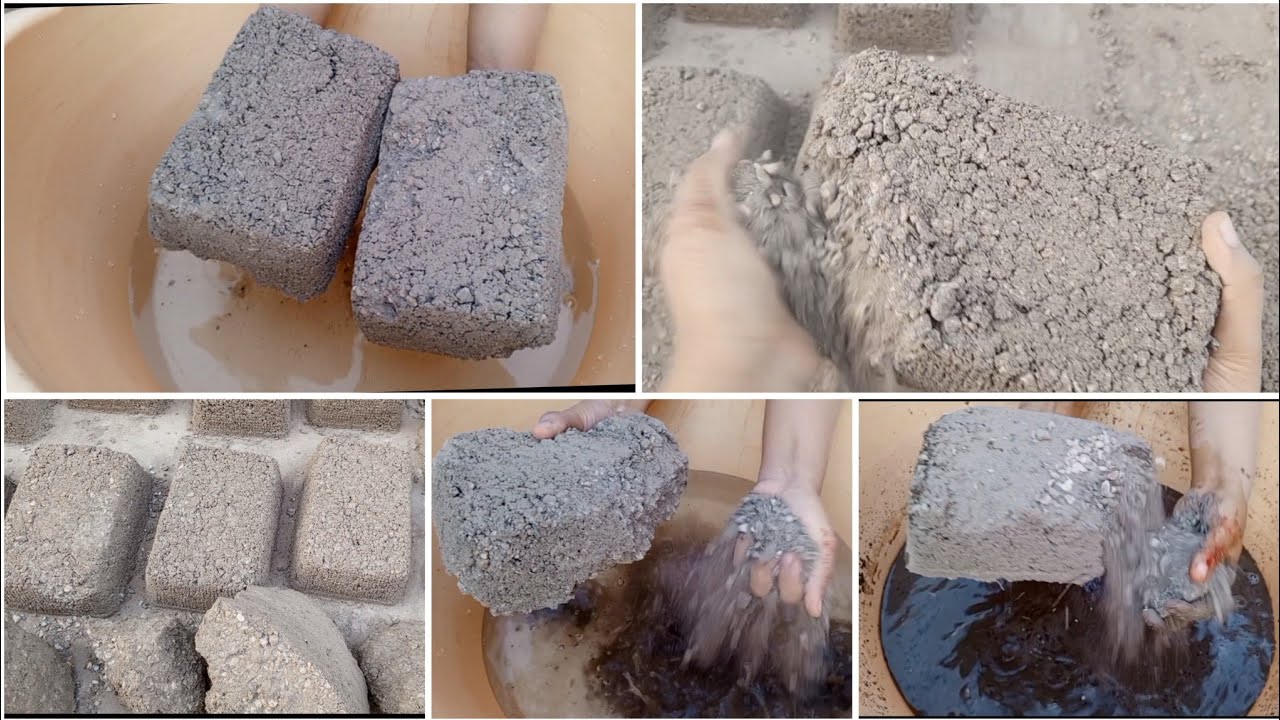 Dusty crunchy stoney texture slabs crumble dry on Floor and water 💦💦💦 satisfying sound asmr
