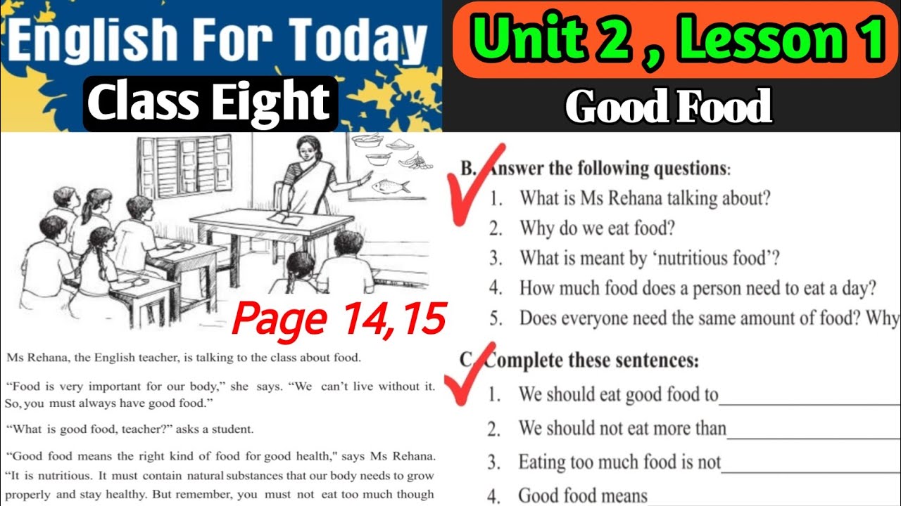 Class 8 english unit 2 lesson 1 2026 | Class eight english page 14 15 | English class 8 page 15 | 