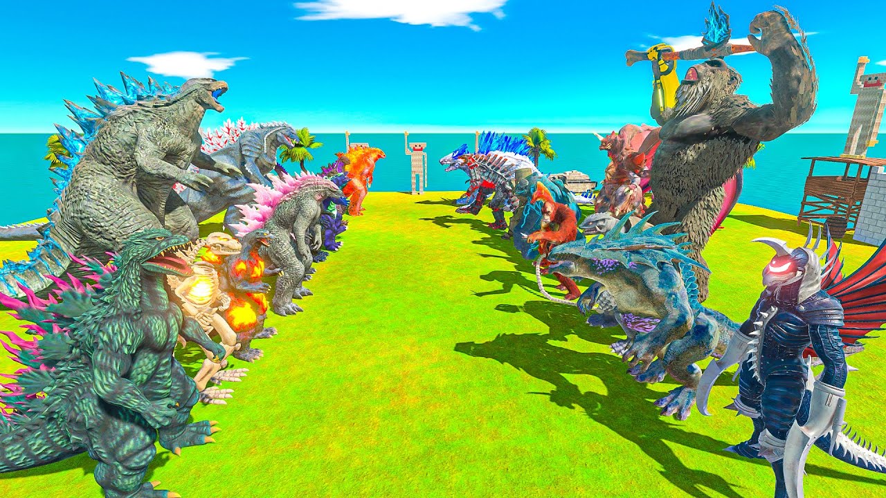 Team Godzilla 2014 vs Team King Kong - Animal Revolt Battle Simulator