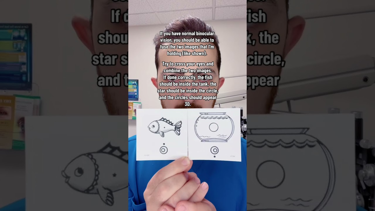 This Binocular Vision Test checks for your ability to cross your eyes and fuse the seperate images s