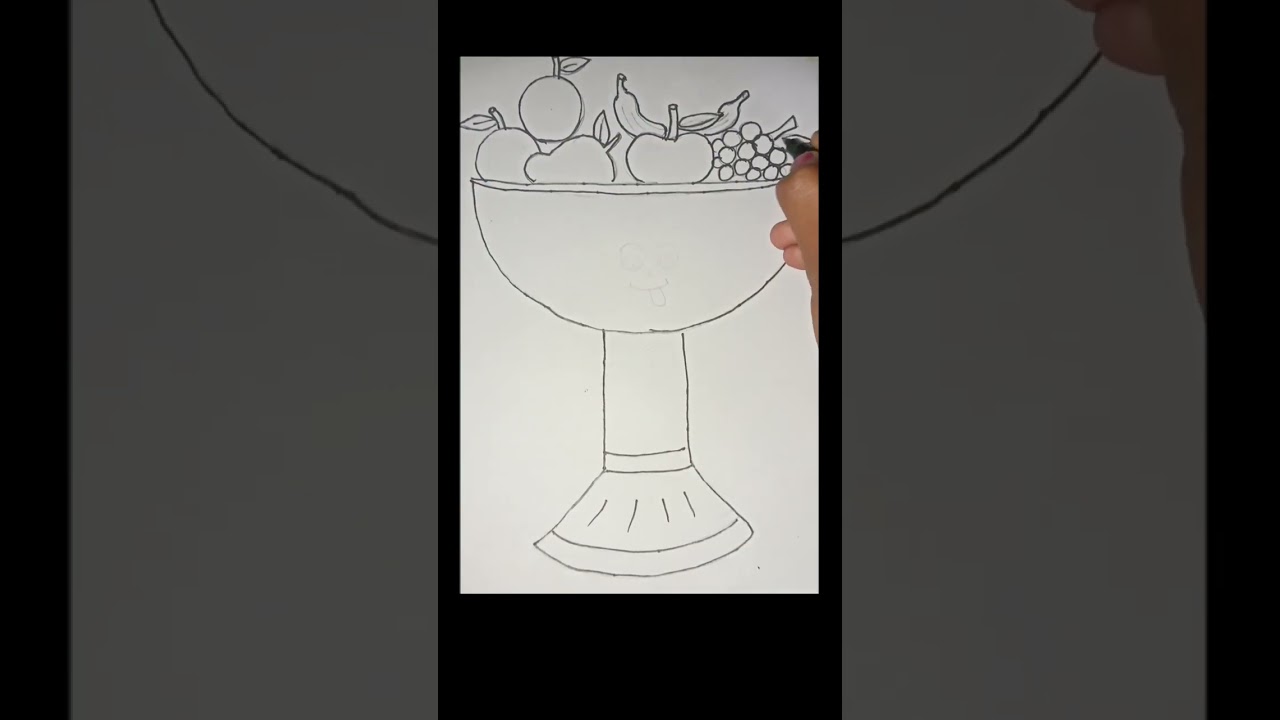 how to draw a fruit basket for kid's 