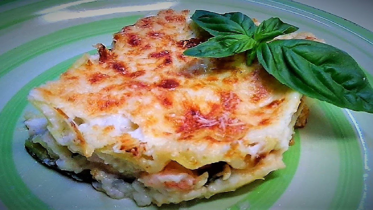 Lasagna with Zucchini and Shrimp. Yummy! Vegetable Healthy Lasagne.