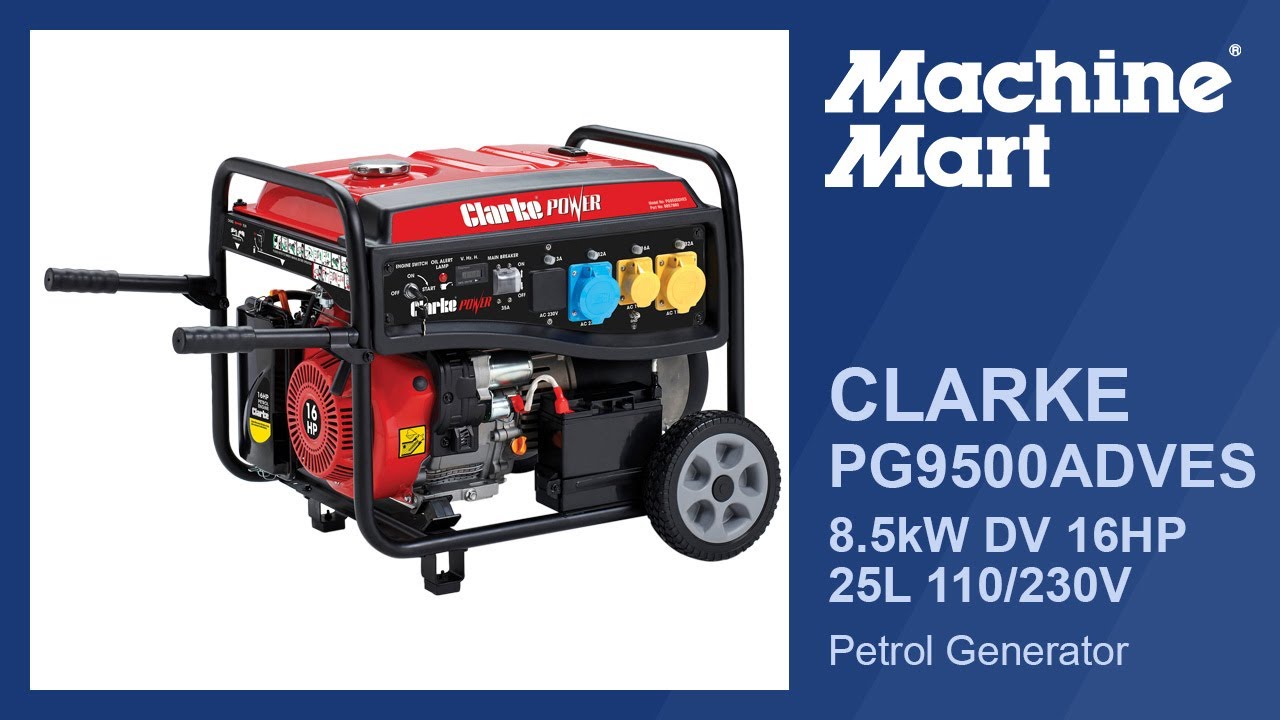 Clarke PG9500ADVES 8.5kW Dual Voltage (230V/110V) Petrol Generator