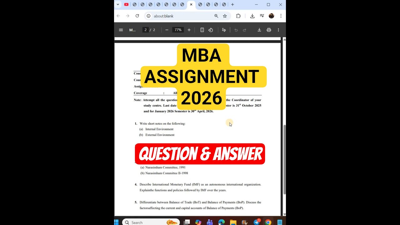 🔥Задания для программы MBA в IGNOU за 2026 год: актуальные вопросы и ответы | Решенные задания дл...