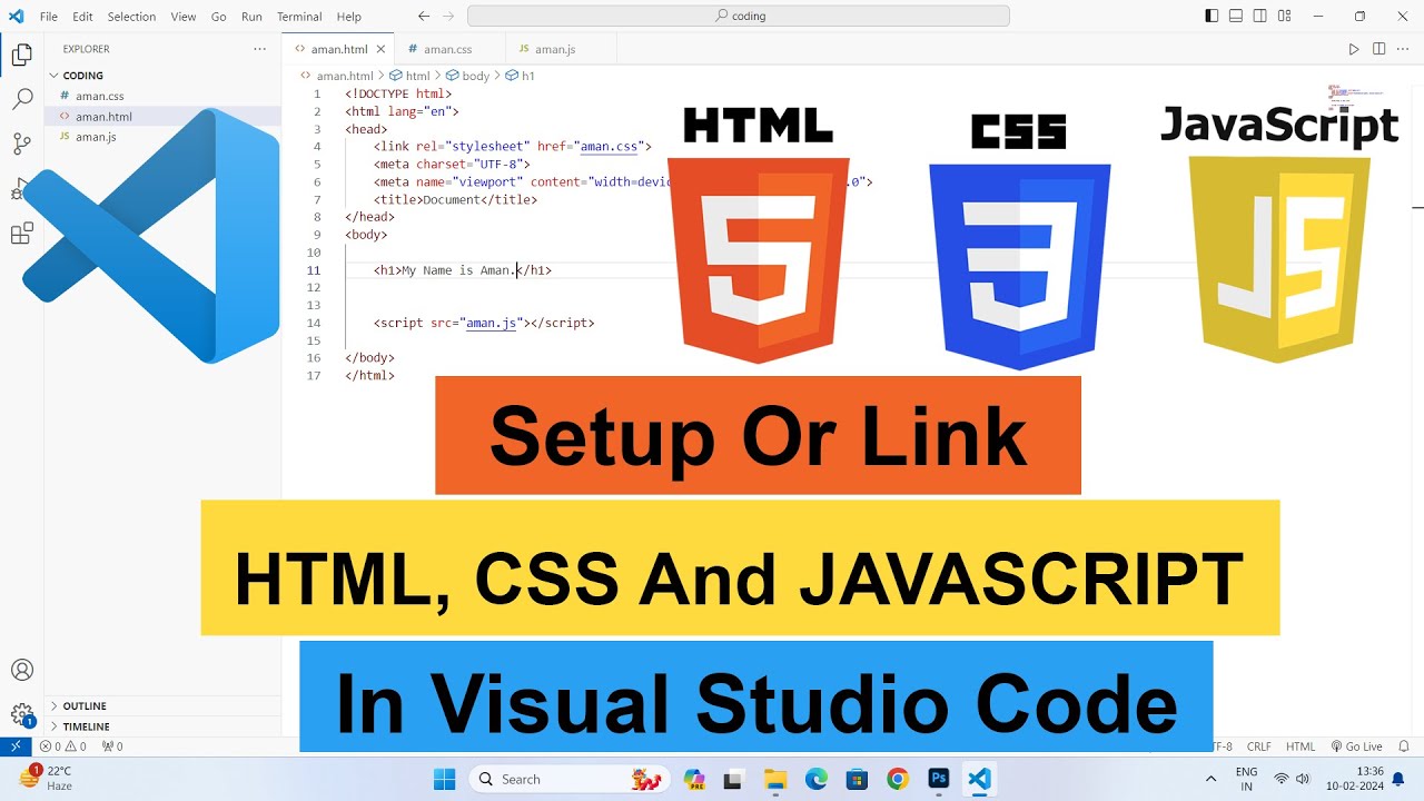 How to Setup and Link HTML, CSS, and JavaScript in Visual Studio Code | Run HTML, CSS, and JavaSc...