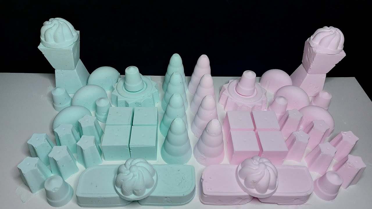 ASMR baking soda crushing | green and pink 💚🩷