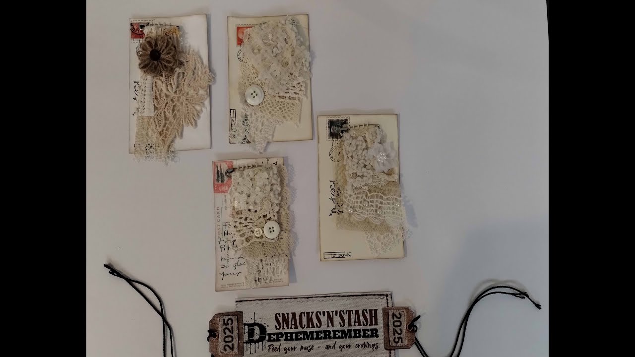 Dephemerember week 1 day 4 & 5 Postcard & Hand Stitching plus Journaling Card & Tiny Letters
