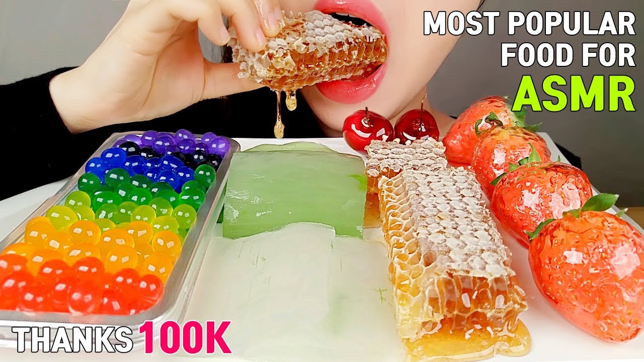 MOST POPULAR FOOD FOR ASMR *HONEYCOMB, ALOE VERA, POPPING BOBA, TANGHULU*NO TALKING 먹방