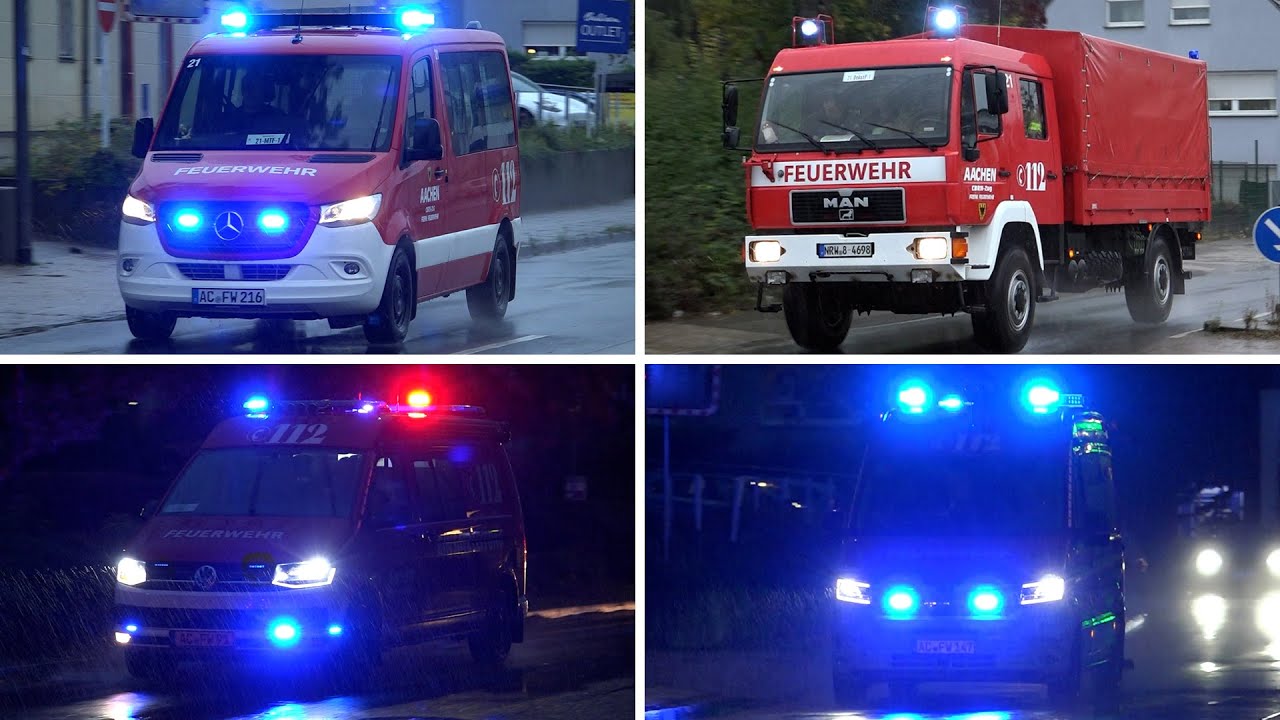 [ELW mit roter Kennleuchte] Gefahrguteinsatz am Aachener Westbahnhof | Einsatzfahrten
