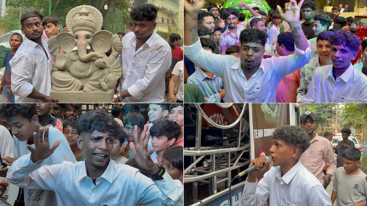 YouTube Fame Sridhar Mummy Team Ganesh Aagman 2025 |Dancer Chintu Dinakar Sridhar Chappa Ganesh 2025