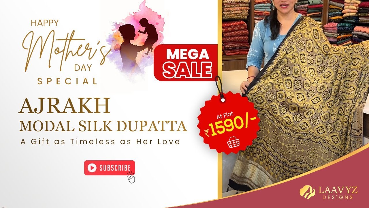 💐 Ajrakh Modal Silk Dupatta –A Gift as Timeless as Her Love 🌺 Mother’s Day Mega Sale at just ₹1590!