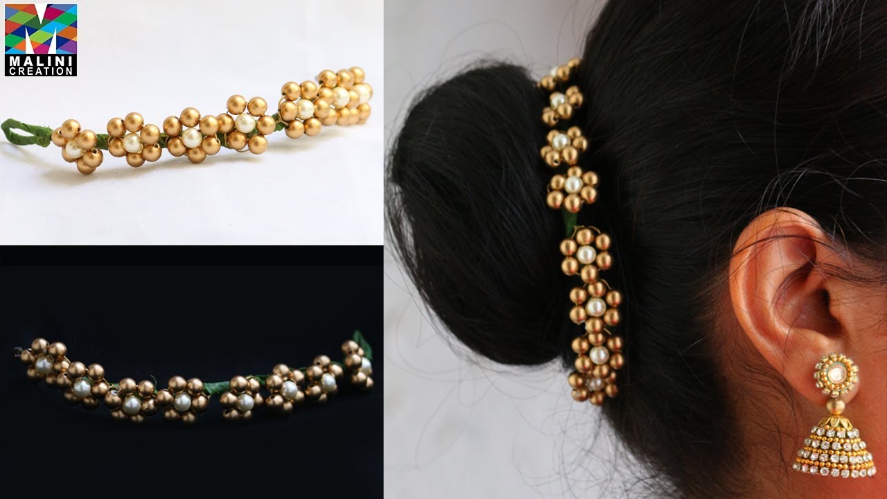 Pearls hair accessory / quick easy hair accessories/ Diy hair brooch #Malinicreation