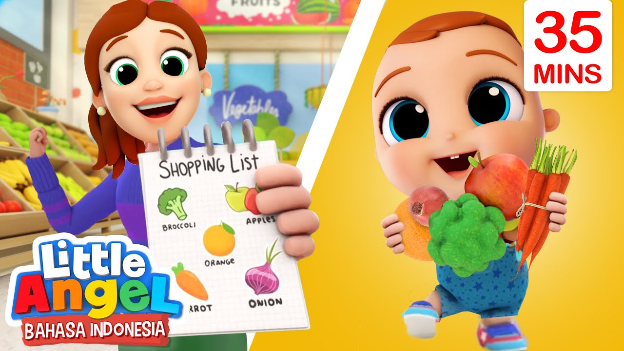 Belanja Buah dan Sayur di Pasar Swalayan 🍎Kartun Anak | Little Angel Bahasa Indonesia