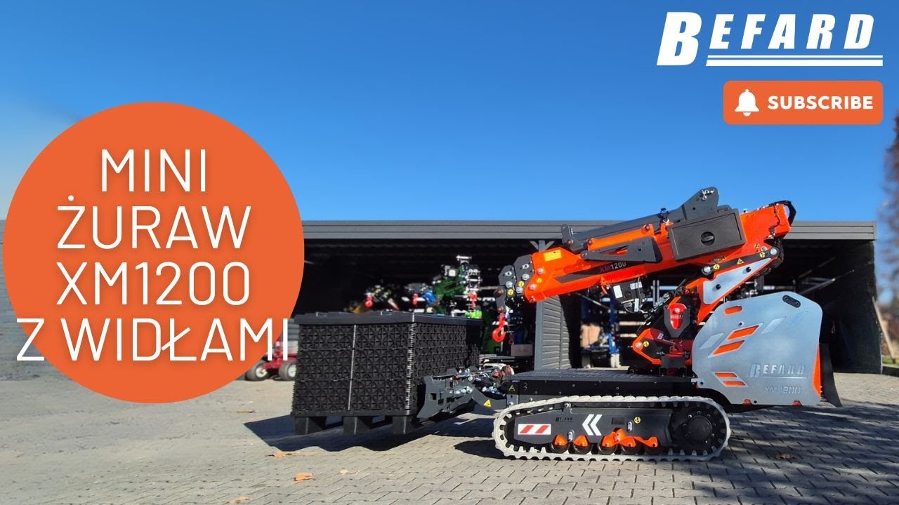 Mini żuraw Befard XM1200 z lemieszem i widłami!!!