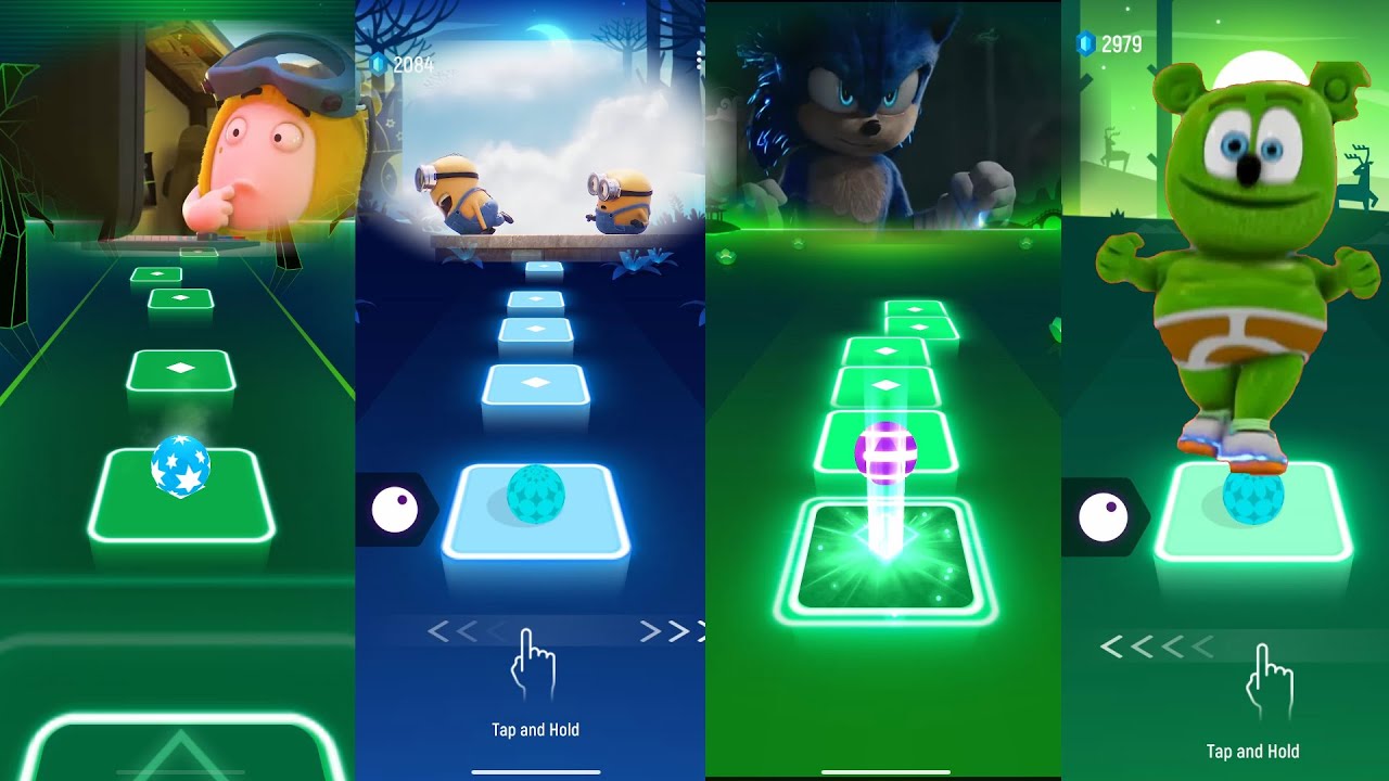ODDBODS 🆚 MINIONS🆚SONIC🆚 GUMMY BEAR | TILES HOP MANIA😇😇