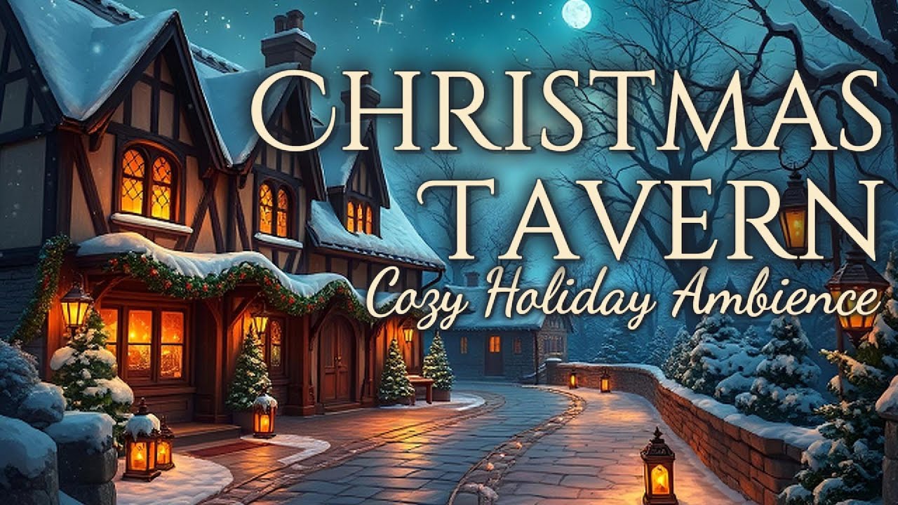 Cozy Christmas Tavern - Fireplace, Acoustic Guitar Christmas Songs | Relaxing Holiday Ambience 🎄✨