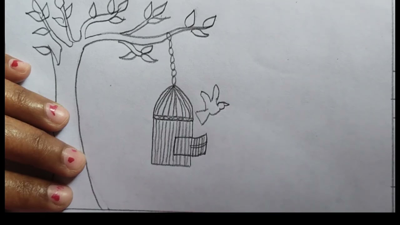 How to draw a bird and tree very easy drwaing step by step Full Tutorials#easydrawing 