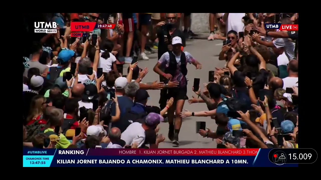 Llegada a meta UTMB de Kilian Jornet 2022
