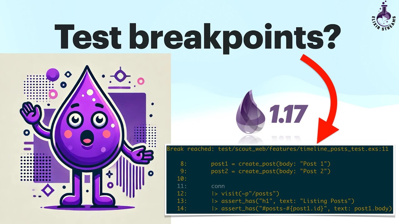 Running tests with breakpoints in Elixir 1.17! 🤯 #elixirlang