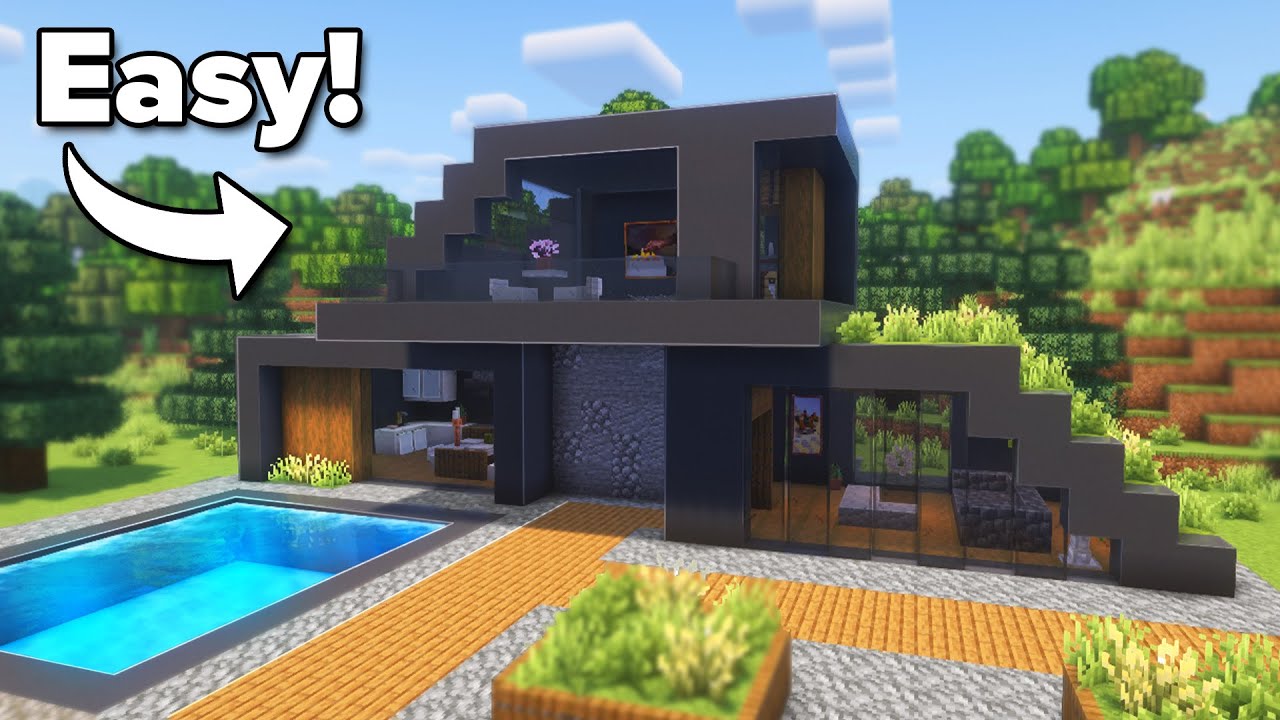 Minecraft: How to Build a Dark Modern House | Tutorial🏠