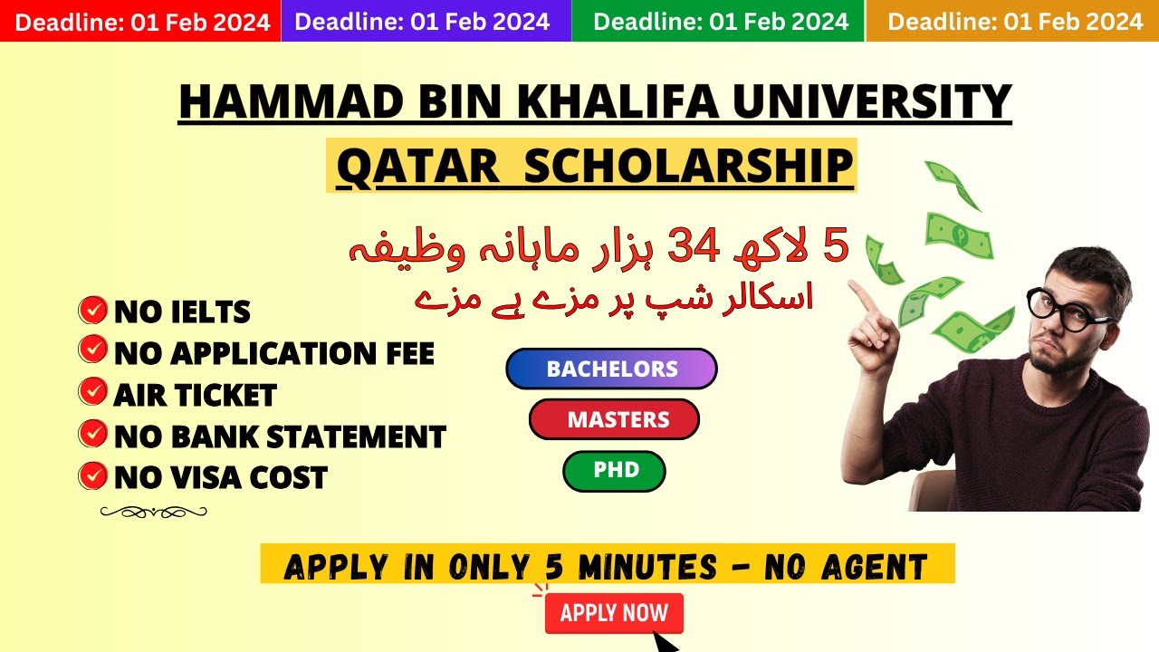 Hammad Bin Khalifa University | Qatar Scholarship 2024 | No IELTS | No Application Fee | BS, MS, Phd