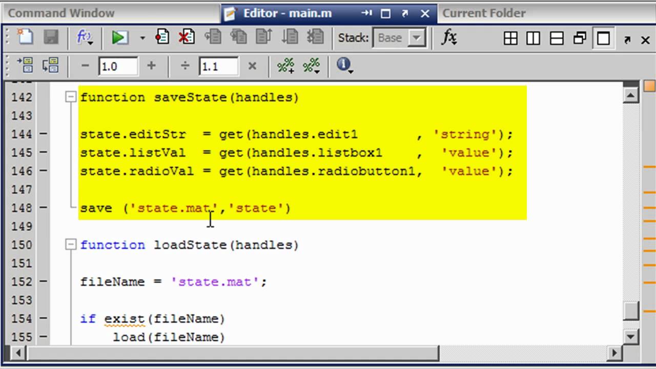 MATLAB Tutorial: How to save and restore state of a GUI in MATLAB