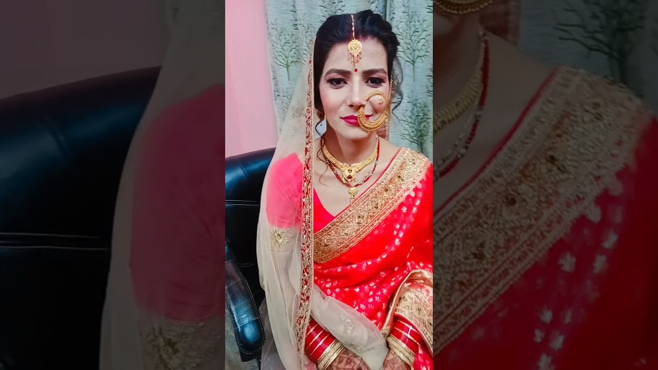Gadhwali Indian bridal makeup red lahnga 🥰☺️😊🎉❤️
