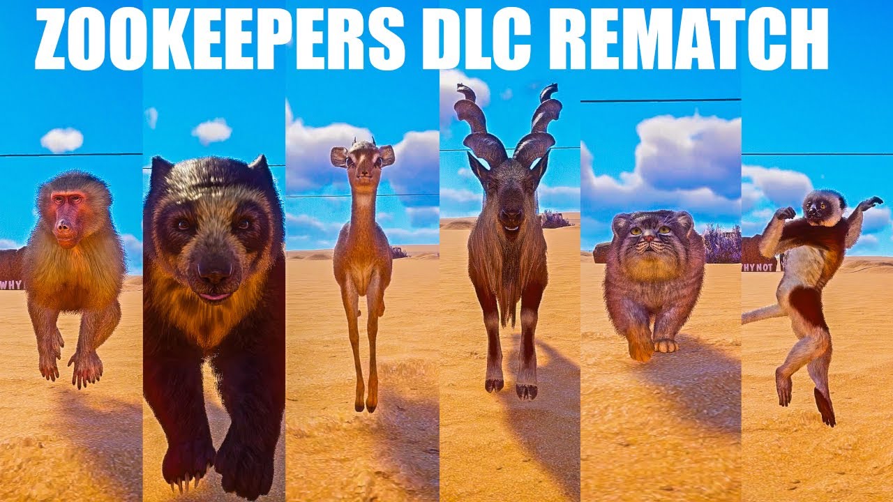 Zookeepers Animal Pack DLC Rematch Speed Race in Planet Zoo included Markhor, Sifaka, Pallas's Cat