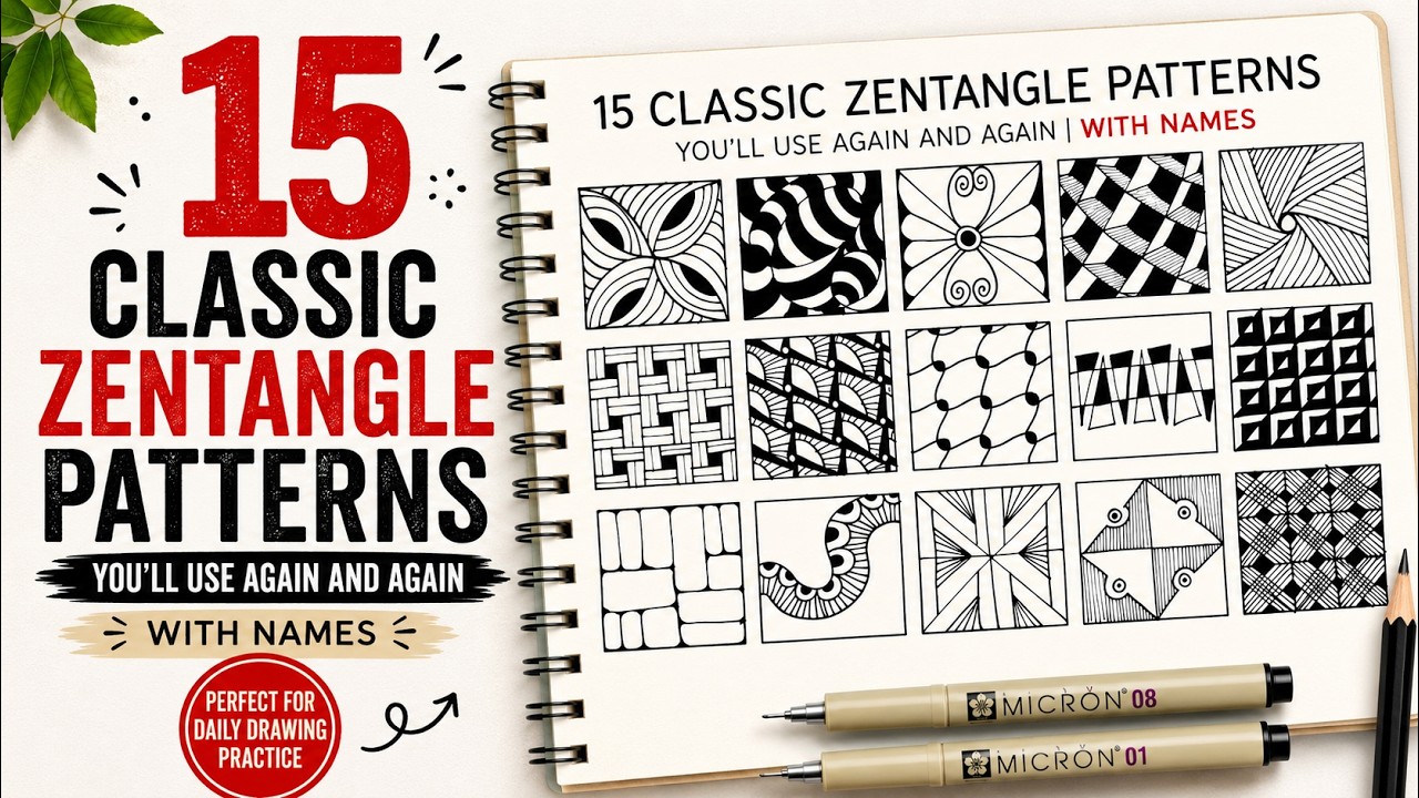 15 Classic Zentangle Patterns You&rsquo;ll Use Again and Again | With Names