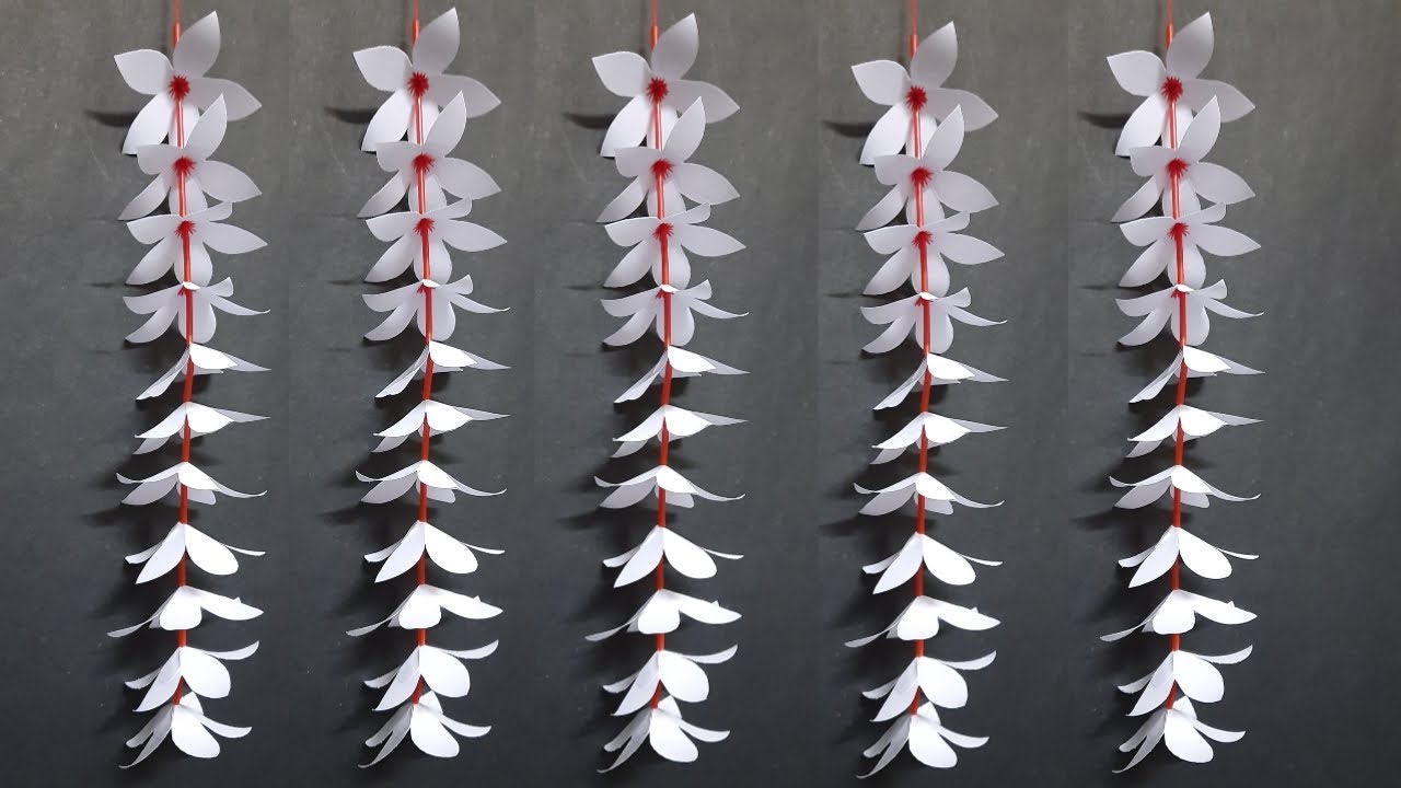 DIY Paper Flower Garland | Wall Decoration Ideas With Paper Flower | Easy Home Decoration Ideas