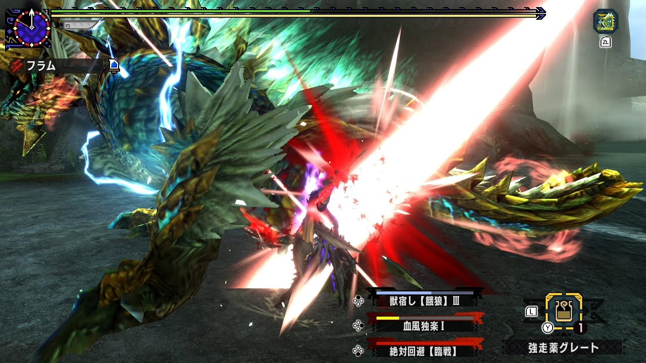 【MHXX】孤島で遭遇！　獰猛な雷狼竜　05'28''23     ストライカー双剣