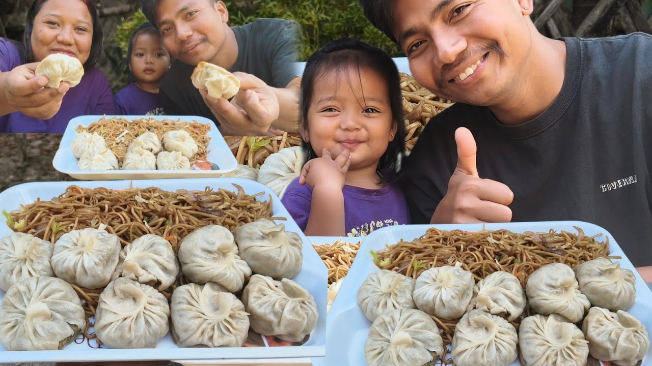 My mini vlogs + mukbang ll eating chow and momos with my husband and daughter limeka@Husbandnwife 