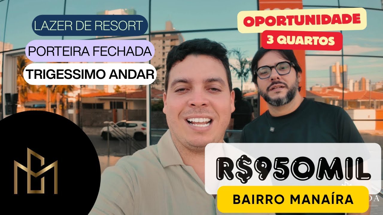 R$950mil Apartamento porteira fechada, localizado no 30º andar, com 75m² com vista mar Manaíra 