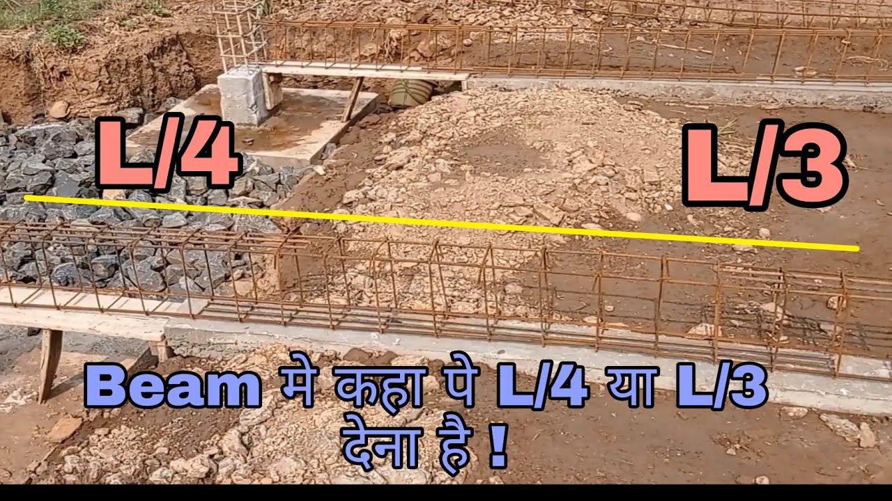 Beam मे top extra bar  L/4 या L/3 कहा पे देना है !
