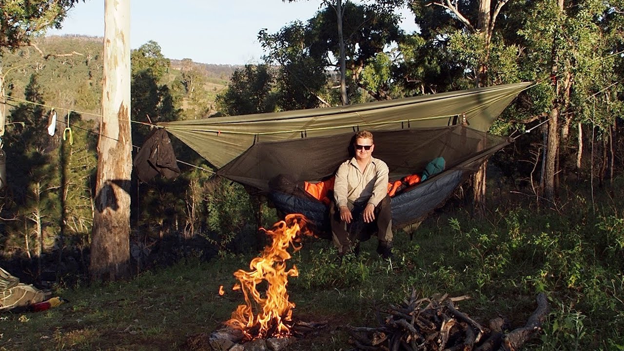 Relaxing solo hammock camp in the Australian bush
