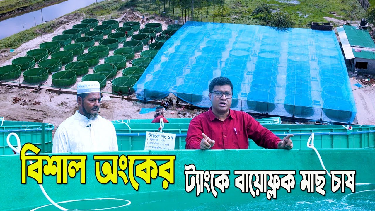 দেশের সর্ববৃহৎ বিশাল অংকের প্লাস্টিক ট্যাংকে বায়োফ্লকে মাছ চাষে ১ কেজি খাবারে  ১ কেজি মাছে উৎপাদন