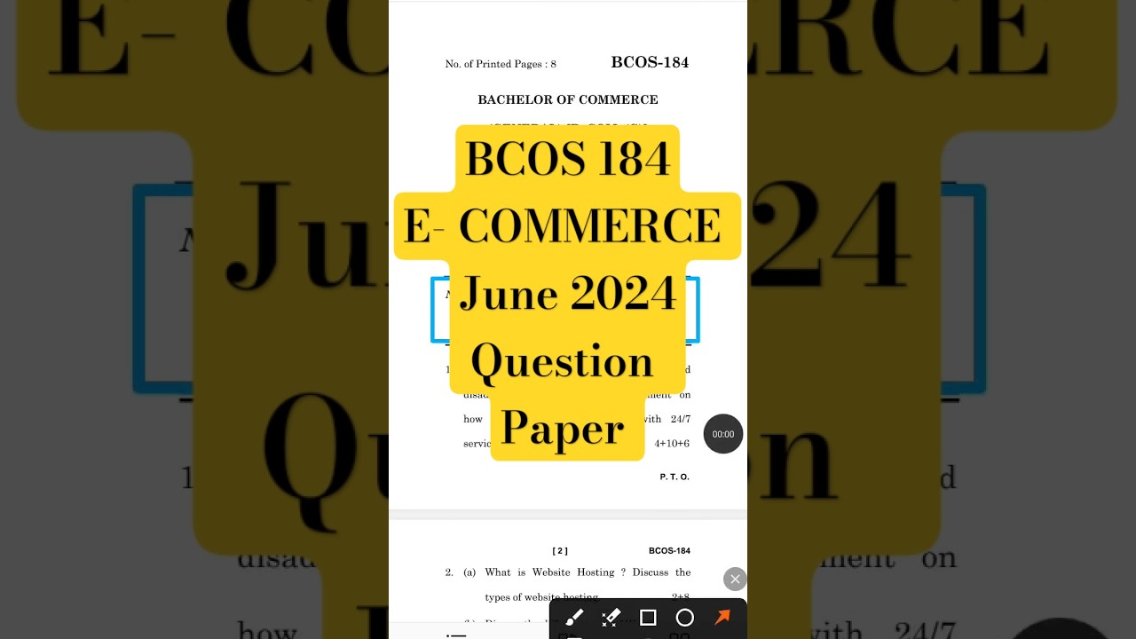 BCOS 184 E - Commerce Question Paper of ignou #bcomg#ignouexams #learning #ytshorts #shorts #pyqs