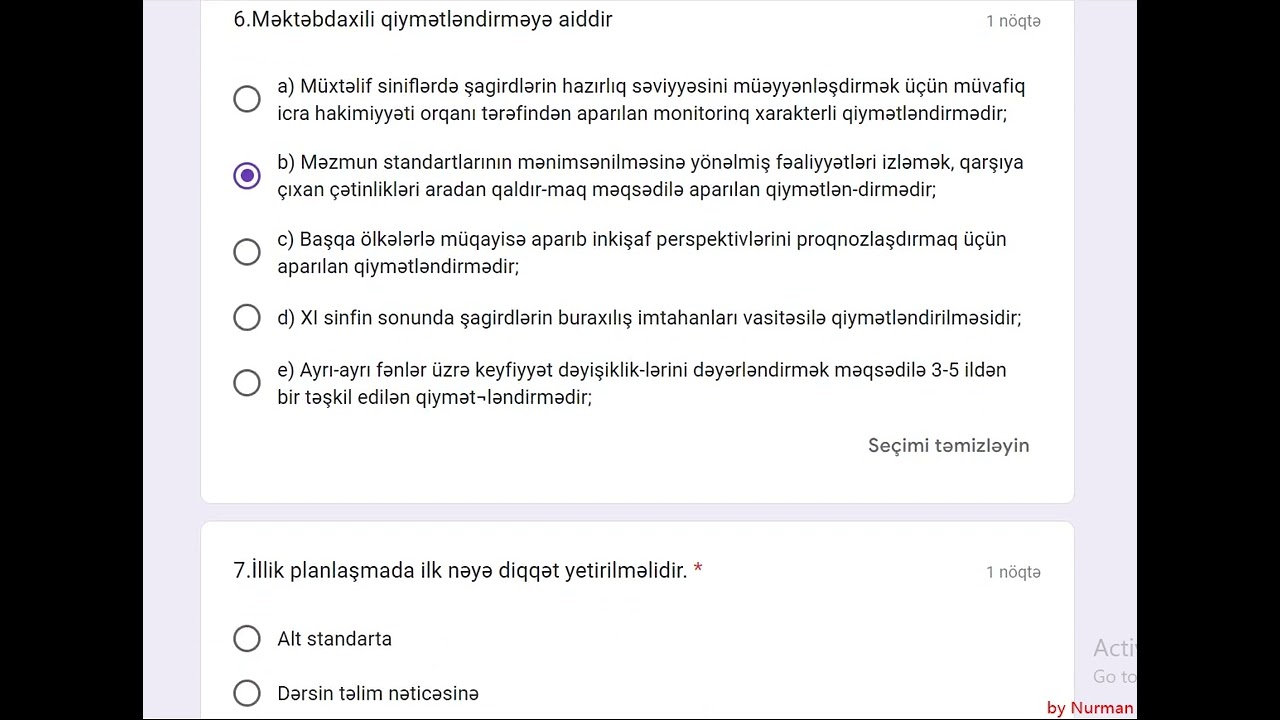 Kurikulum Sertifikasiya sualları yeni /2024
