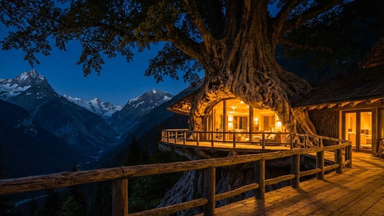 Transforming a Giant Tree Into a Luxury Cliff Mansion | Full Build Process ASMR