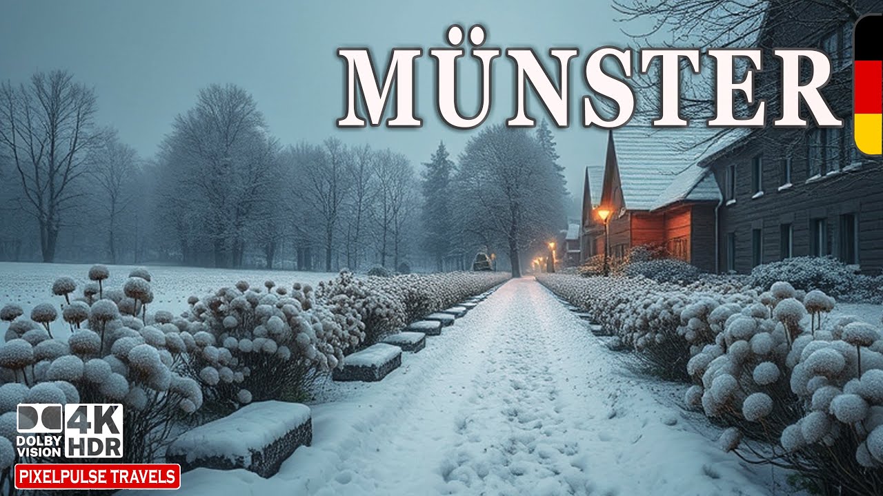 Münster, Germany snowfall 4K | A Magical Winter Walking Tour HDR