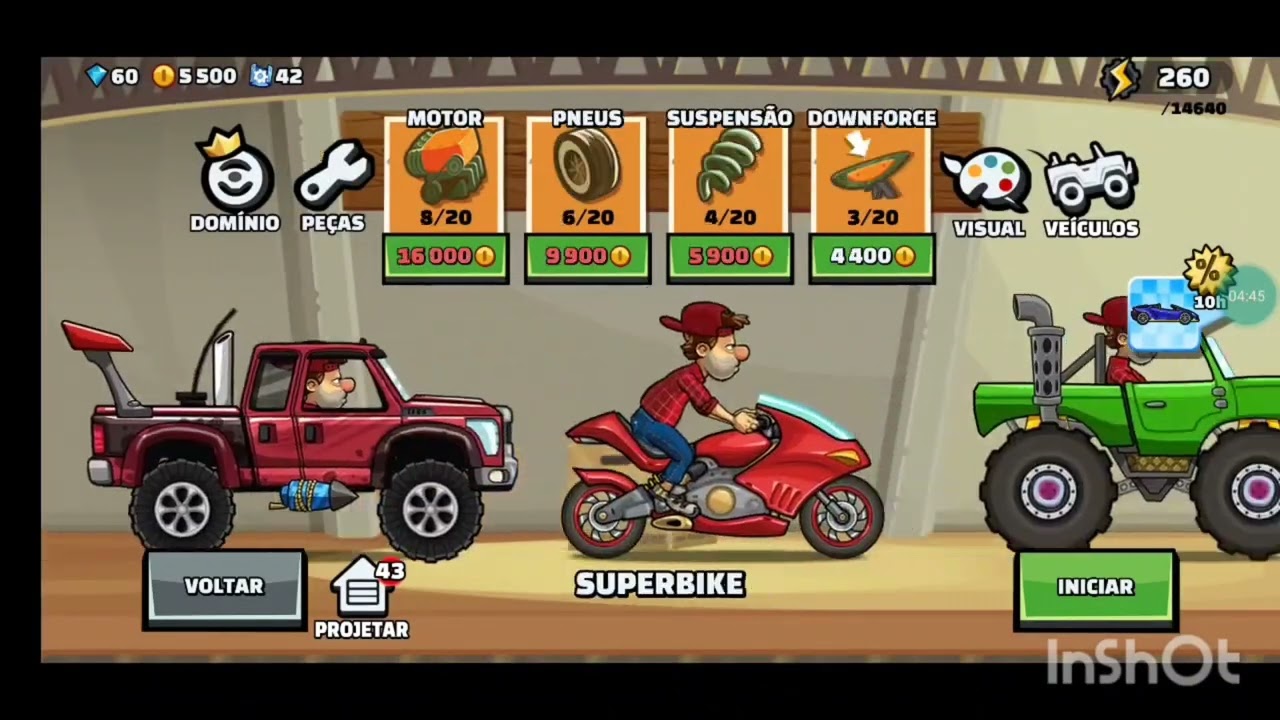 Jogando Hill climb racing 2 