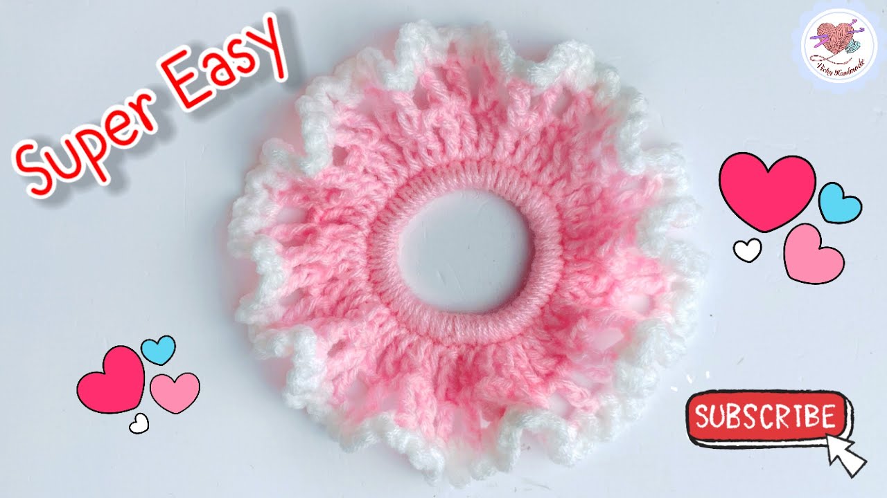 Nice & Super Easy Crochet Hair Scrunchies  / Easy Crochet Hair Tie For Beginners / Crochet Tutorial